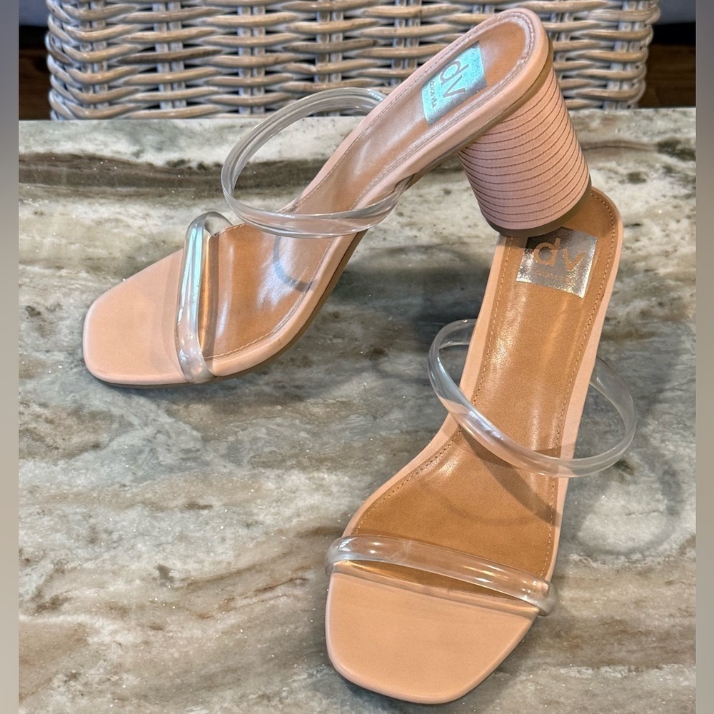 Women’s DOLCE VITA Merrick nude/clear heeled sandals- Size 9 - Picture 3 of 7